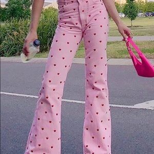 Pink heart print pants from shop cider